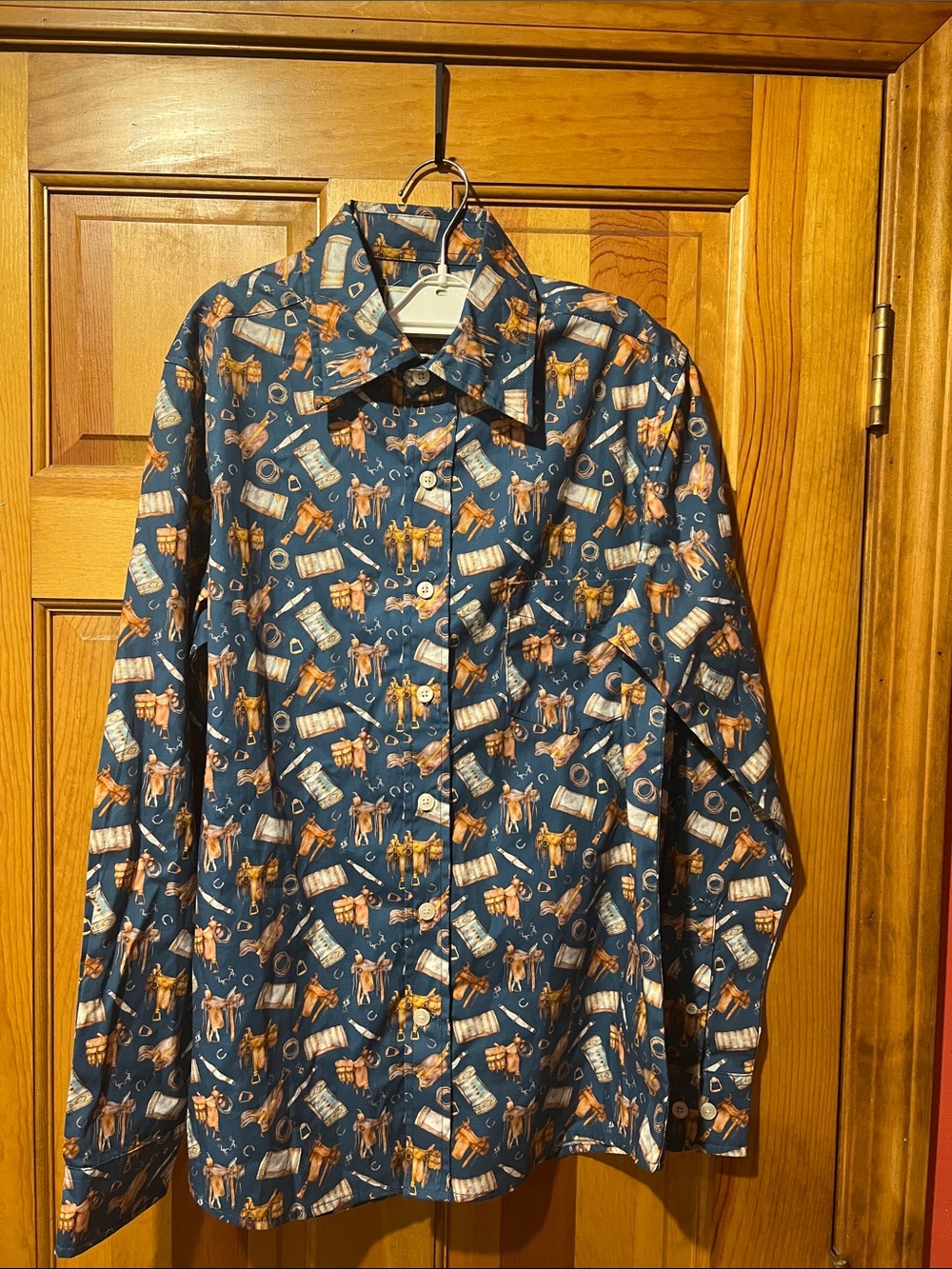 Rocking K Ranchweat by Kennington Men's Blue Printed Button-Up Shirt